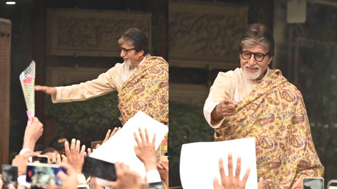 Amitabh Bachchan greets fans outside Jalsa on 82nd birthday, see pics