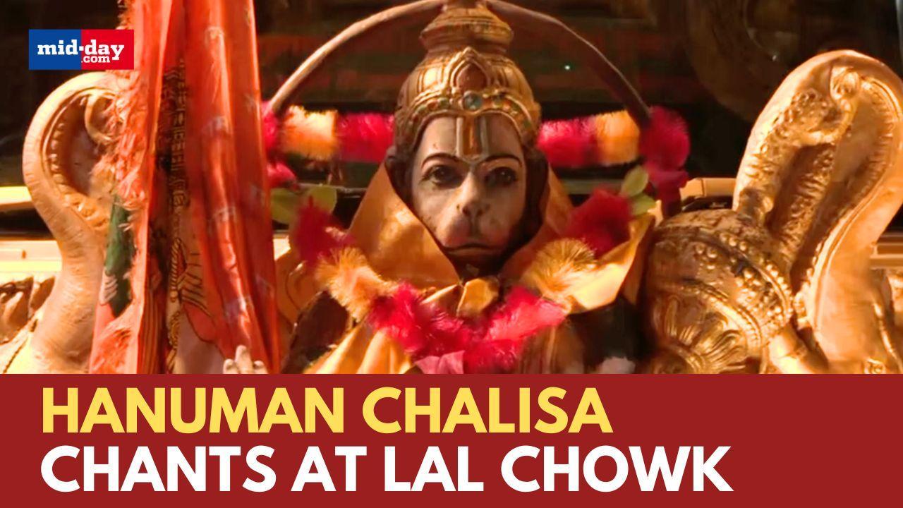 Lord hanuman’s chariot at Srinagar’s Lal Chowk, Devotees seek blessings