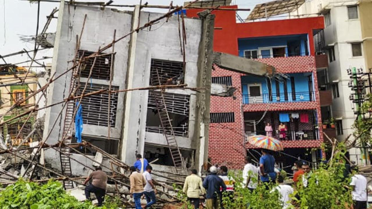 According to preliminary inquiry, the entire building collapsed following which people got trapped underneath, a fire department official said