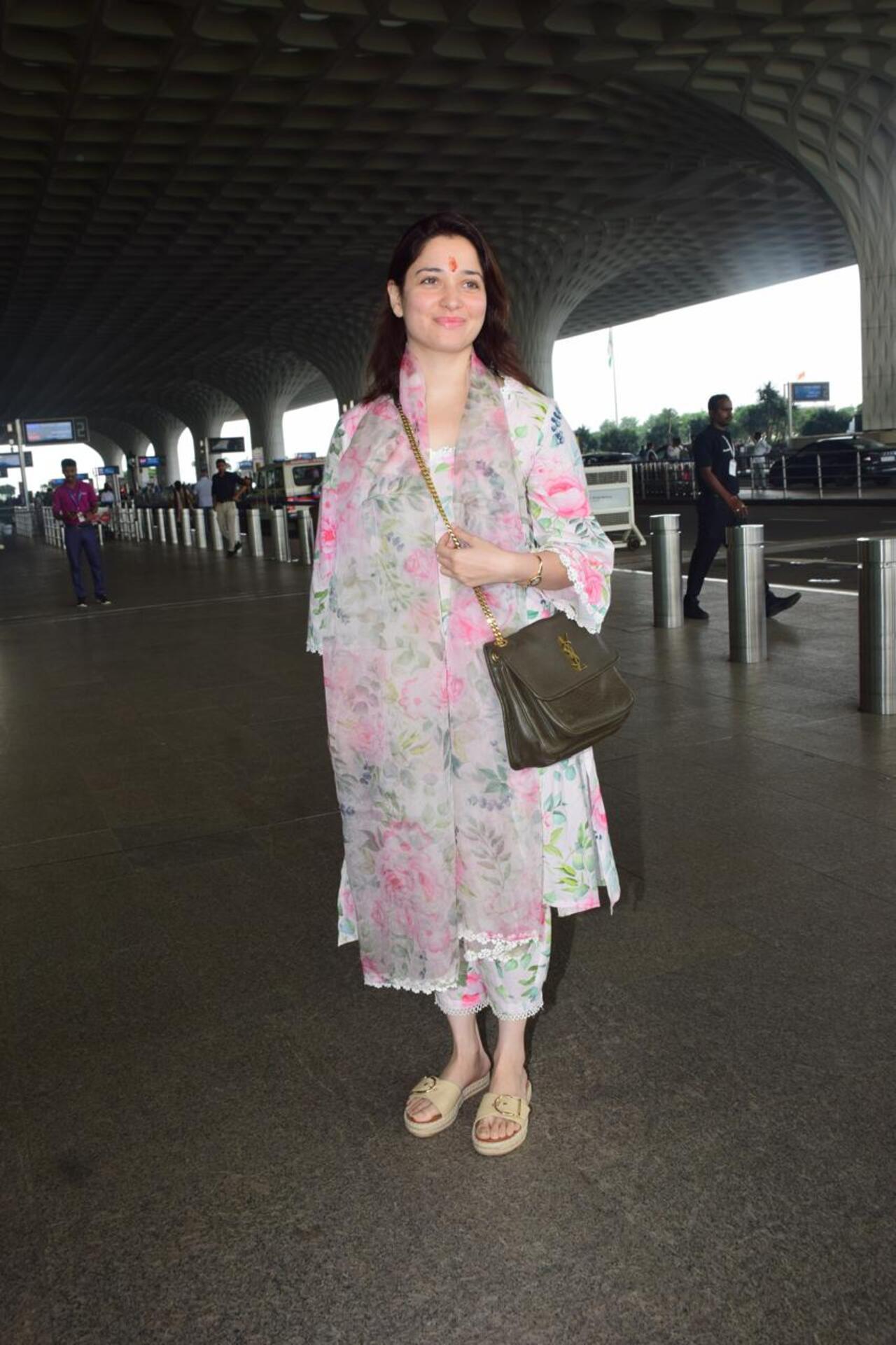 Tamannaah Bhatia who made waves with her dance number in 'Stree 2' was spotted at the airport.