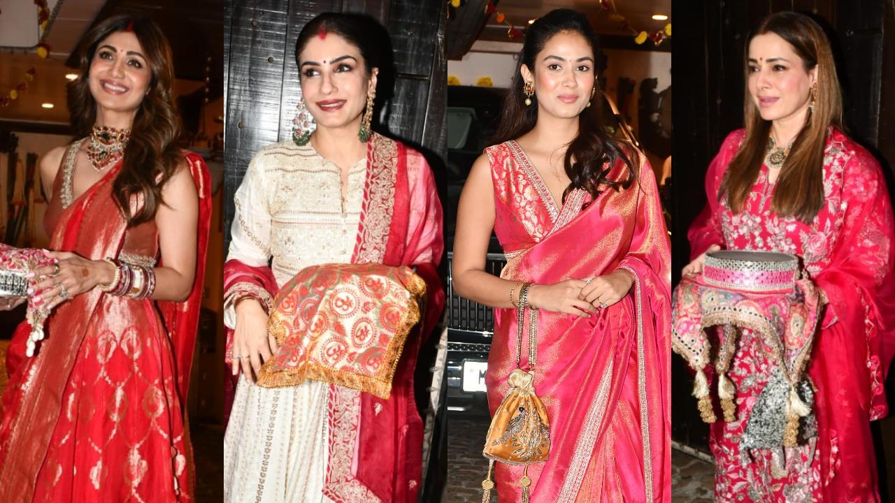 Spotted: Shilpa, Raveena, Mira & other Bollywood wives celebrate Karwa Chauth
