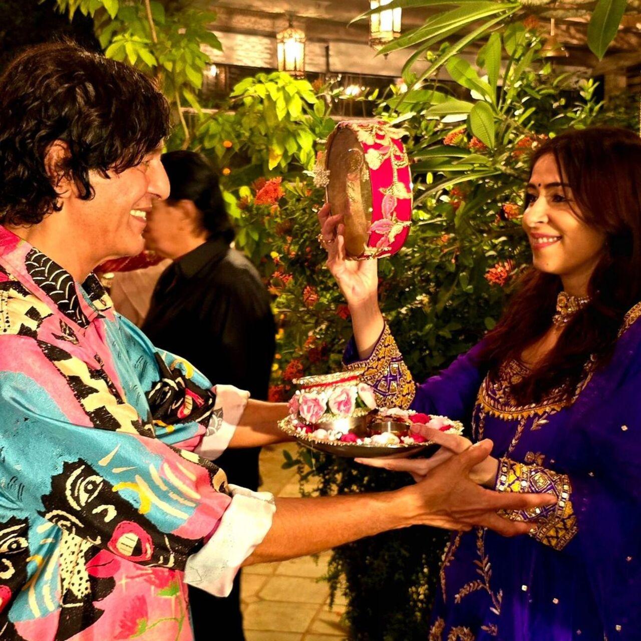 Chunky with his wife Bhavana Panday