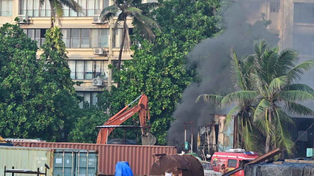 Fire breaks out at coastal road construction site; no one injured