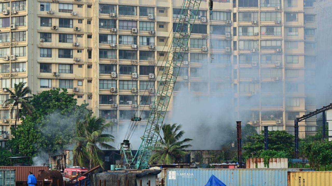 IN PHOTOS: Fire at Mumbai coastal road construction site