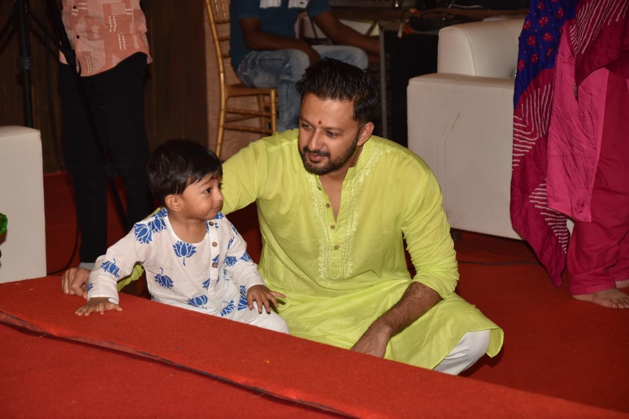 Their son Vaayu stole the limelight with his cute antics at the pandal.