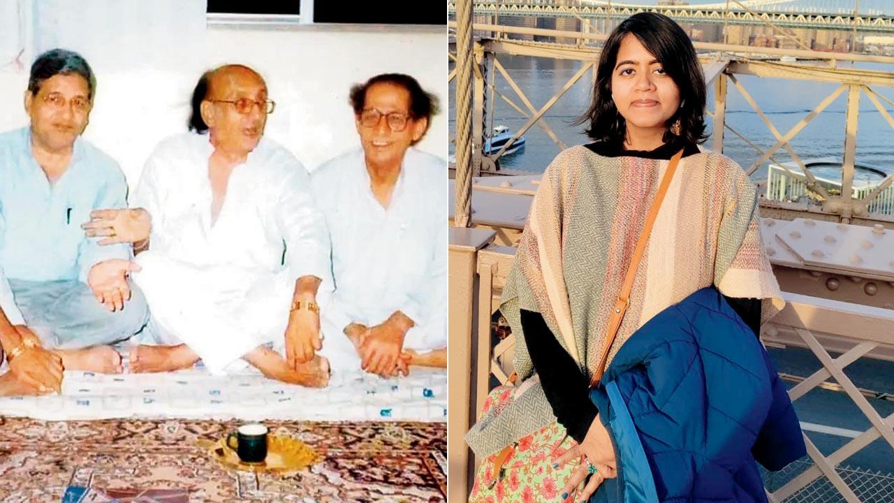 Nida Fazli (centre) at a mushaira in Naya Nagar in Mira Road. File pic; (right)  Saranya Subramaniam
