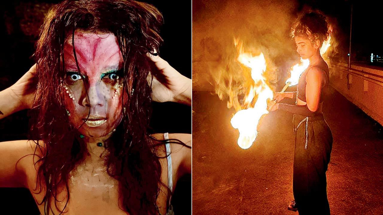 Fire dancer Pearl William will perform at the event in Bandra; (left) make-up artist Mansi Mulherkar