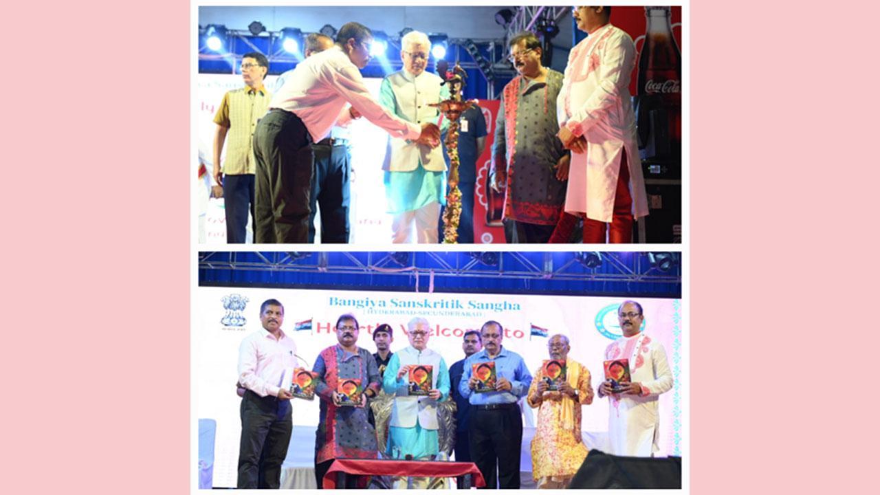 Abhijeeth Bhattacharjee Honors Governor Jishnu Dev Verma at Grand 59th Sarvojanin Durgotsab