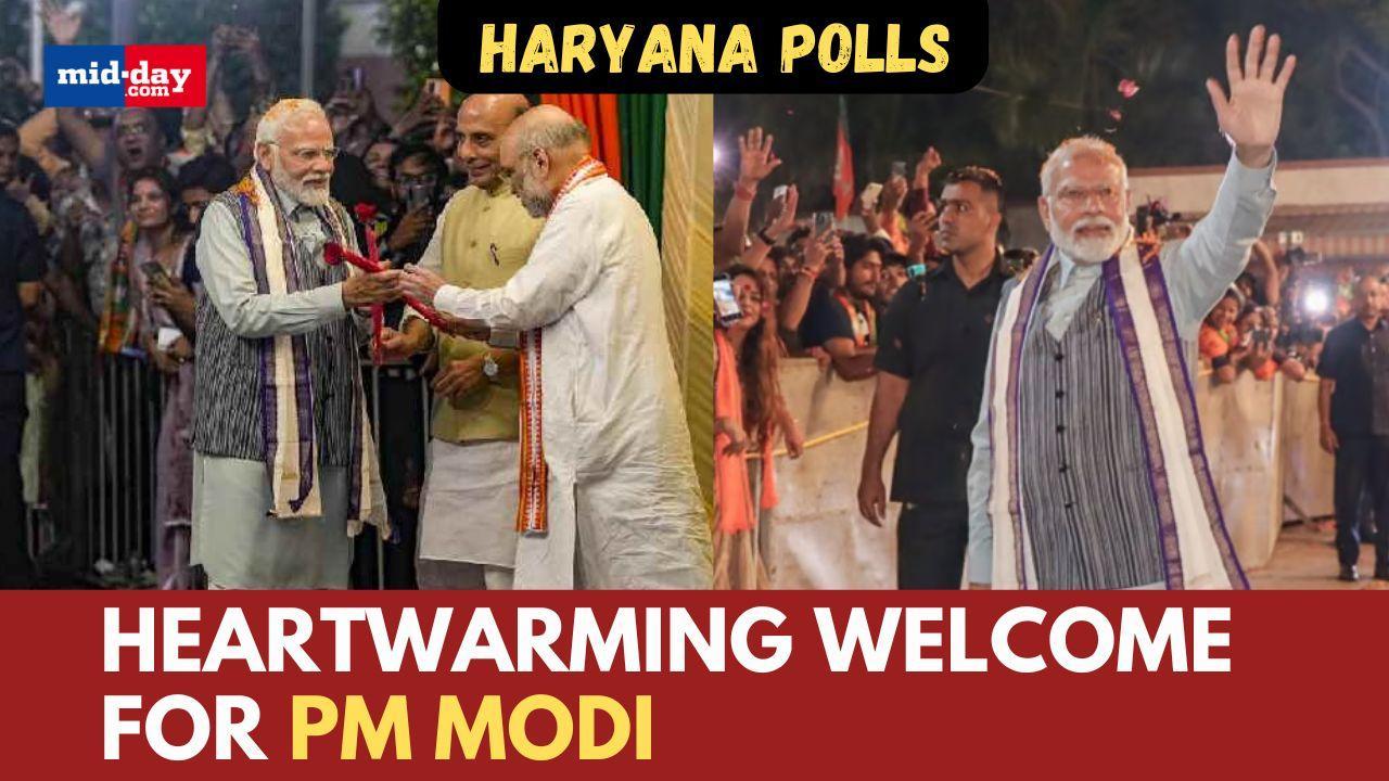  PM Modi gets rousing welcome at BJP headquarters post party's big win!