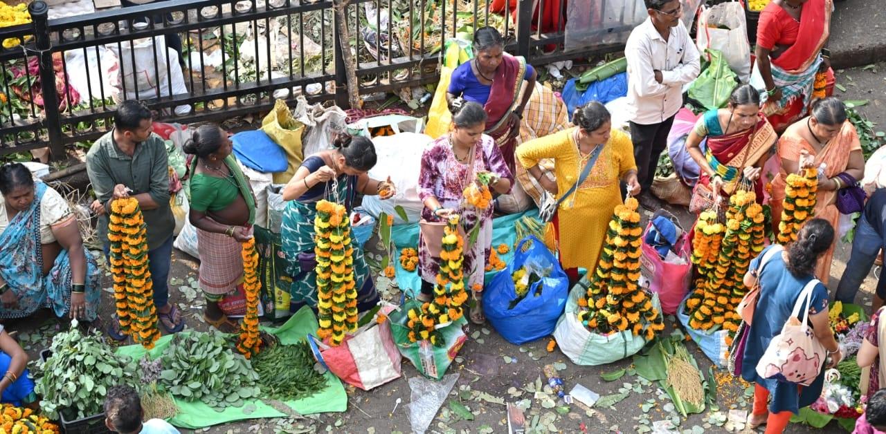 Residents decorate their homes with flowers and put up garlands outside their homes and shops as well as on vehicles