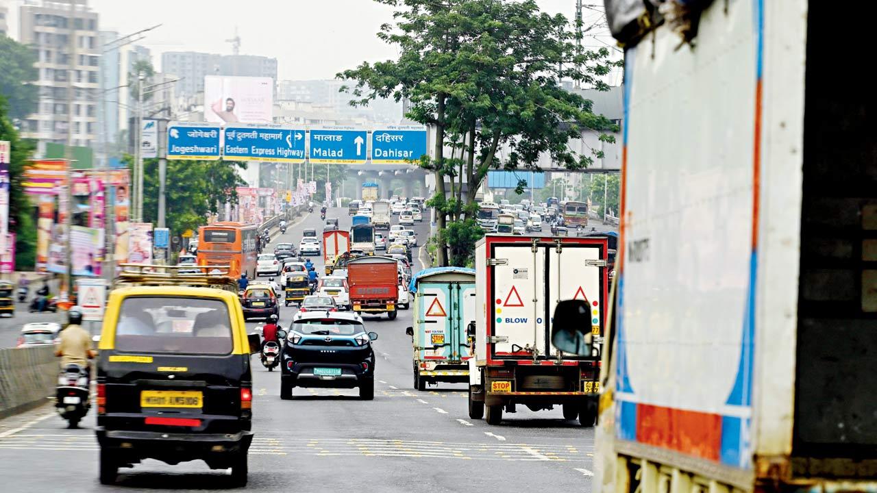 Traffic encountered on the Western Express Highway on Wednesday afternoon
