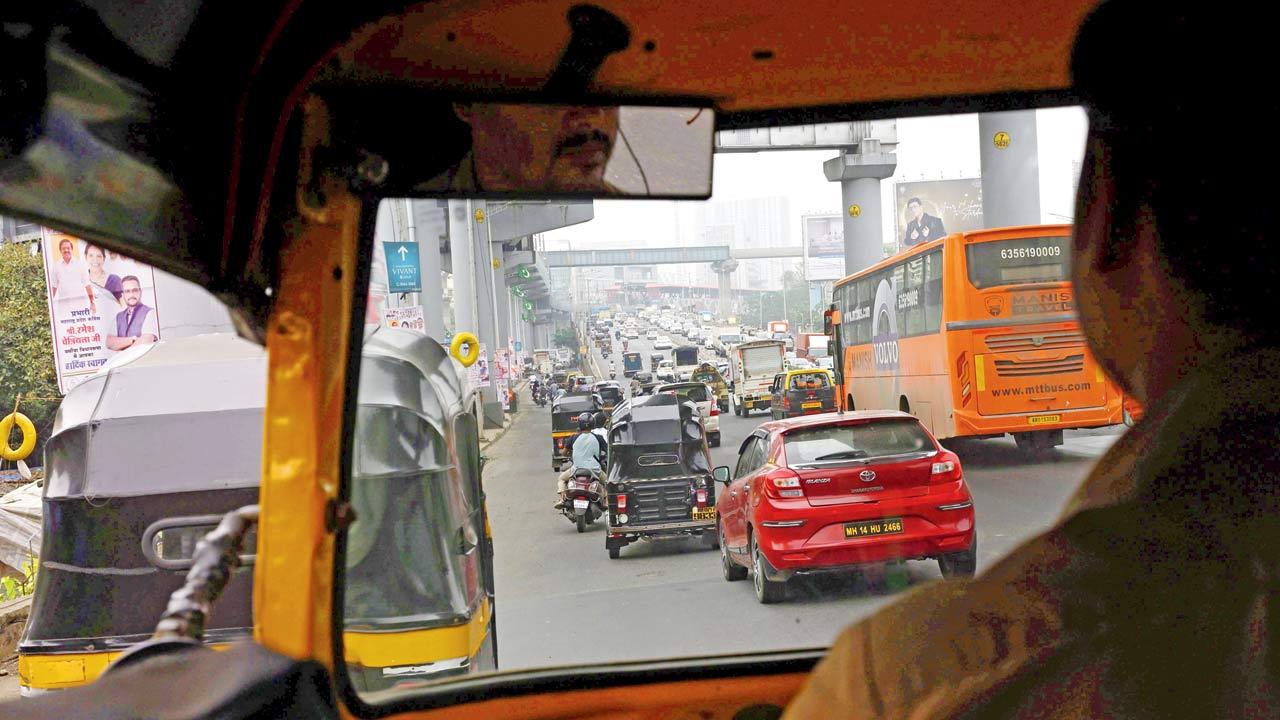 Traffic encountered on the Western Express Highway on Wednesday afternoon