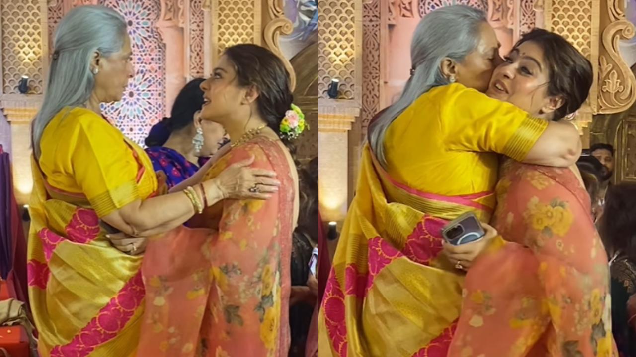 Jaya Bachchan and Kajol share warm hug as the former reaches Durga Puja Pandal to seek blessings