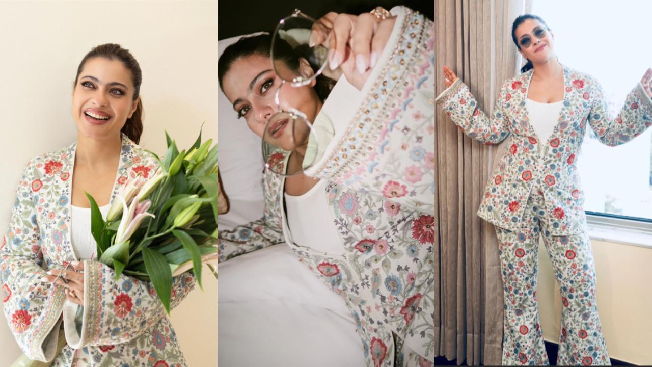 Kajol serves boss lady energy in embroidered pantsuit in Jaipur