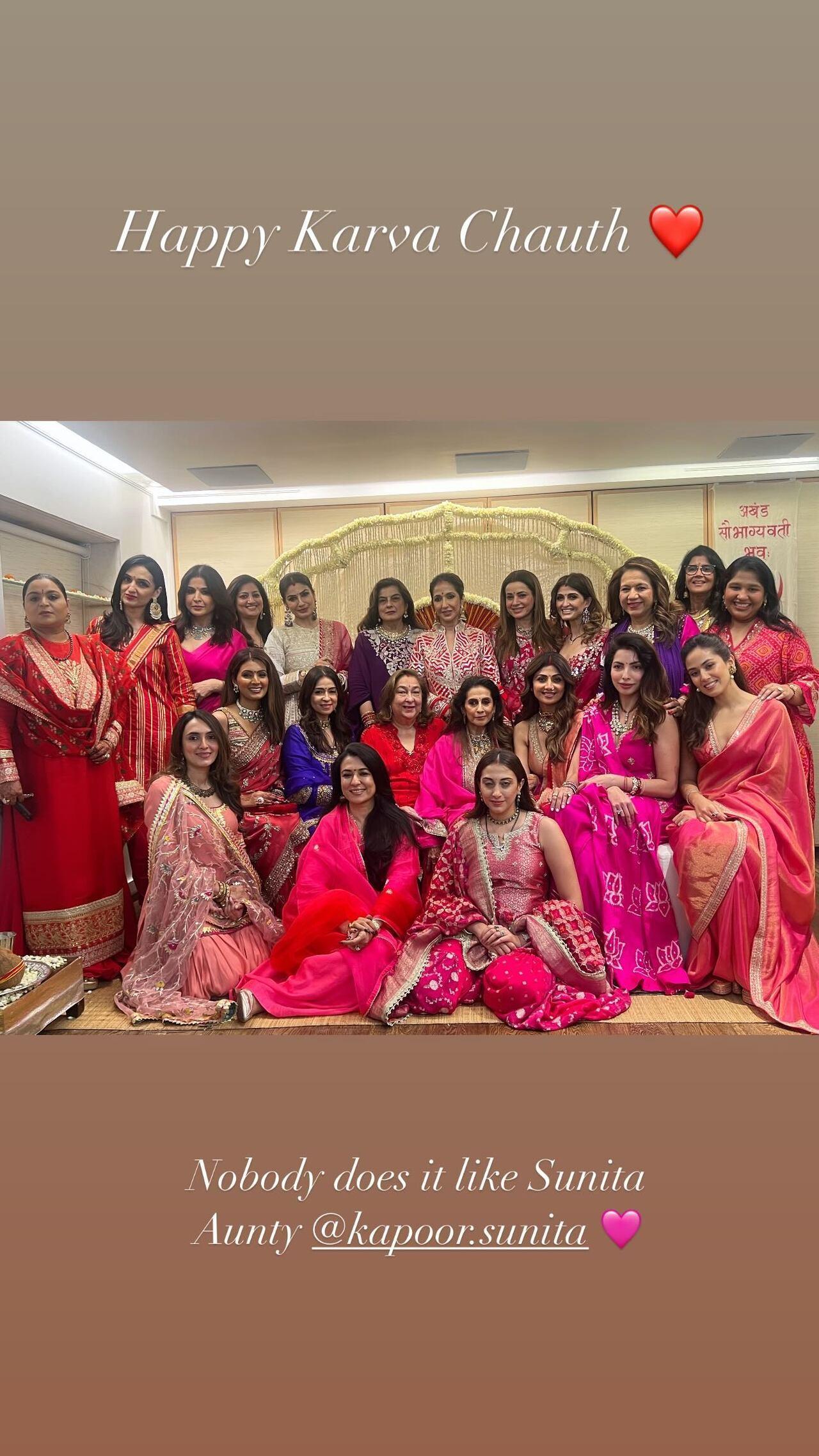 Mira takes part in the Karwa Chauth celebrations hosted by Anil Kapoor's wife Sunita Kapoor at her residence every year
