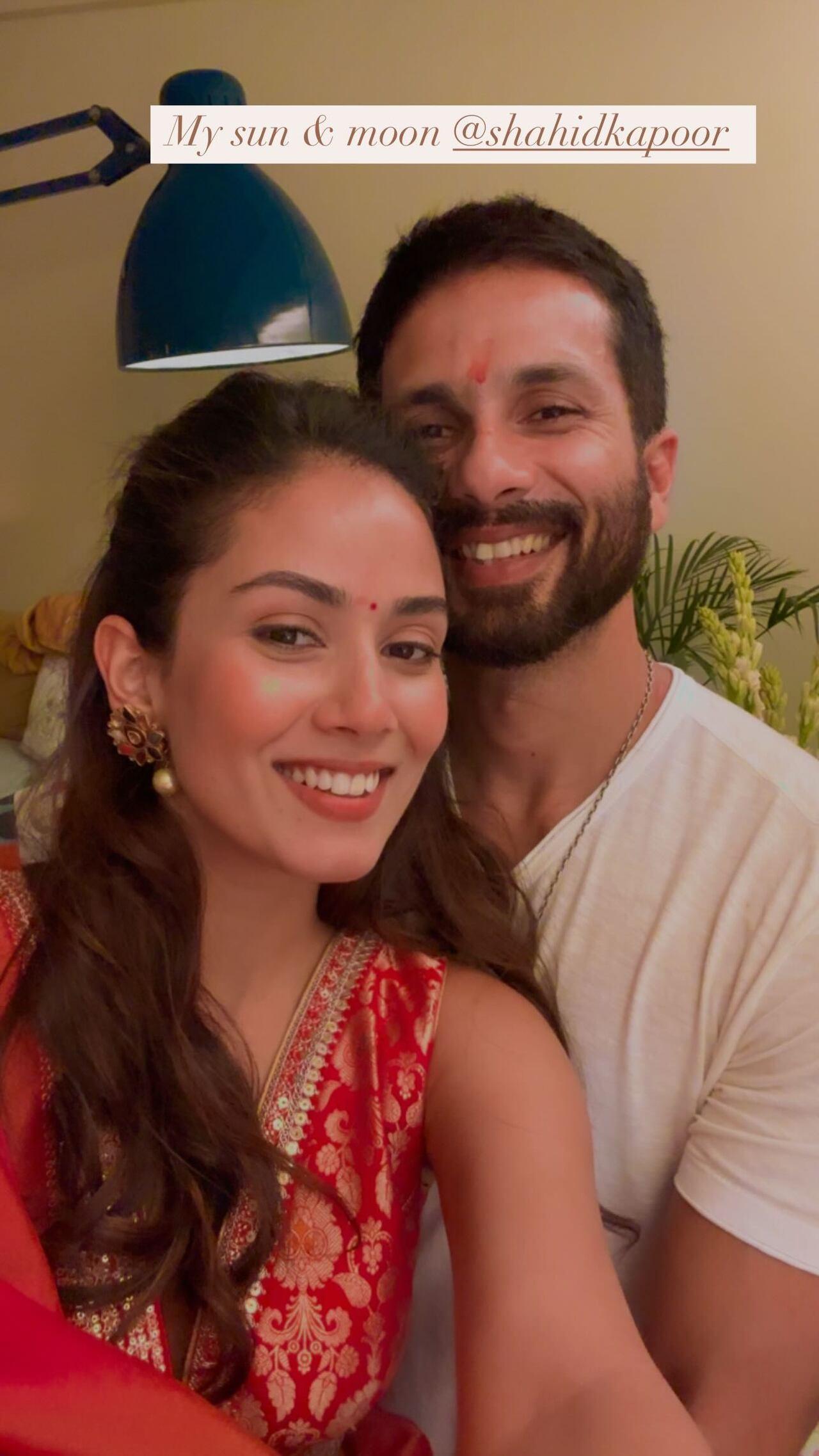Mira Rajput dropped a picture with her actor-husband Shahid Kapoor on the occasion of Karwa Chauth