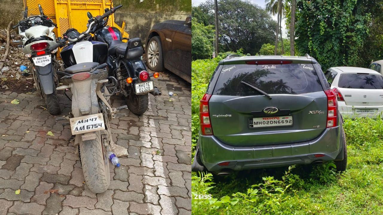 Cars and bikes allegedly sold by Akash Singh were recovered by the Malvani police.