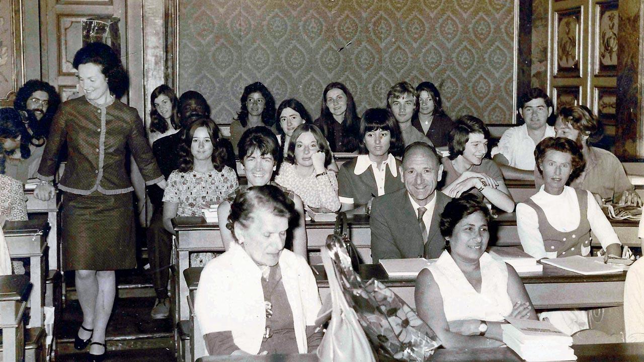 On the front bench of her Italian class in Perugia, 1971. Pic Courtesy/Mehernosh Manekshaw