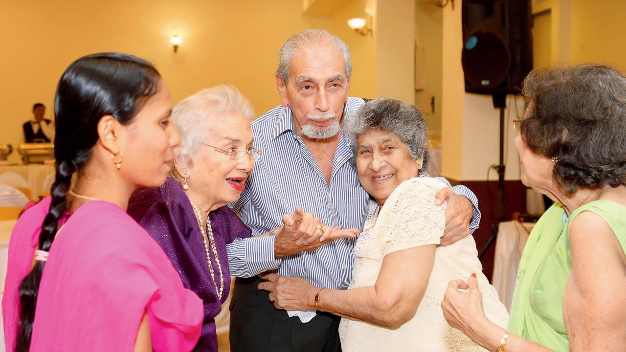 With the Taraporevalas at her 90th birthday dinner party. Pics Courtesy/Rumi Taraporevala, Mehernosh Manekshaw