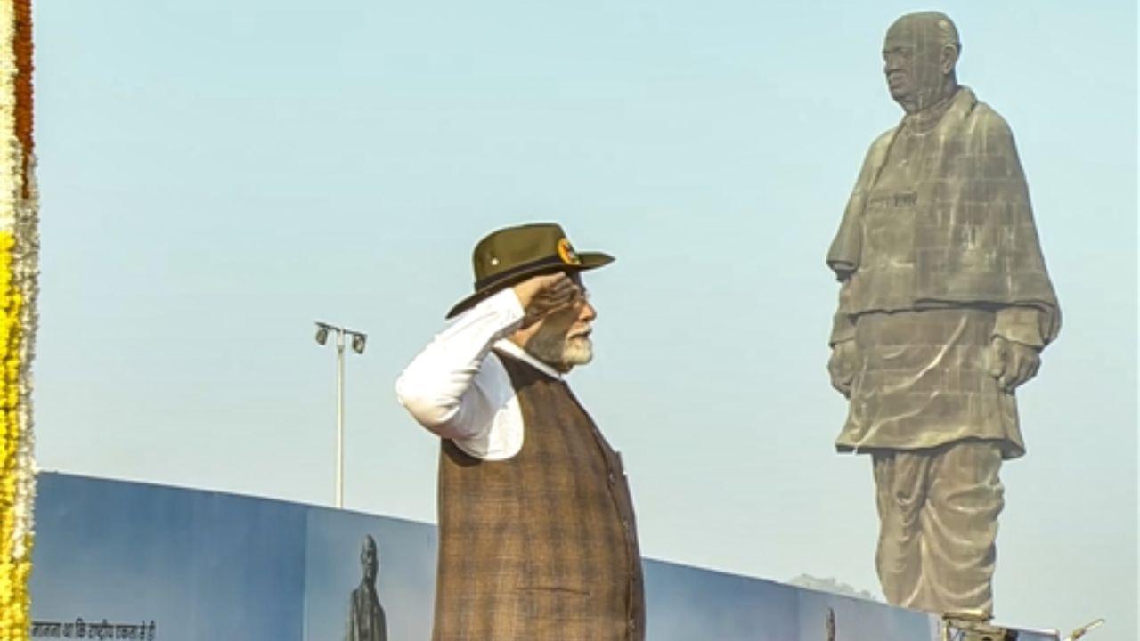Prime Minister Narendra Modi paid homage to Sardar Vallabhbhai Patel on his birth anniversary at the Statue of Unity in Kevadia, Gujarat.