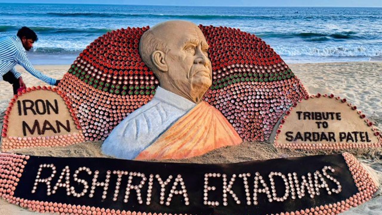 Sand artist Sudarsan Pattnaik creates sculptures for National Unity Day & Diwali