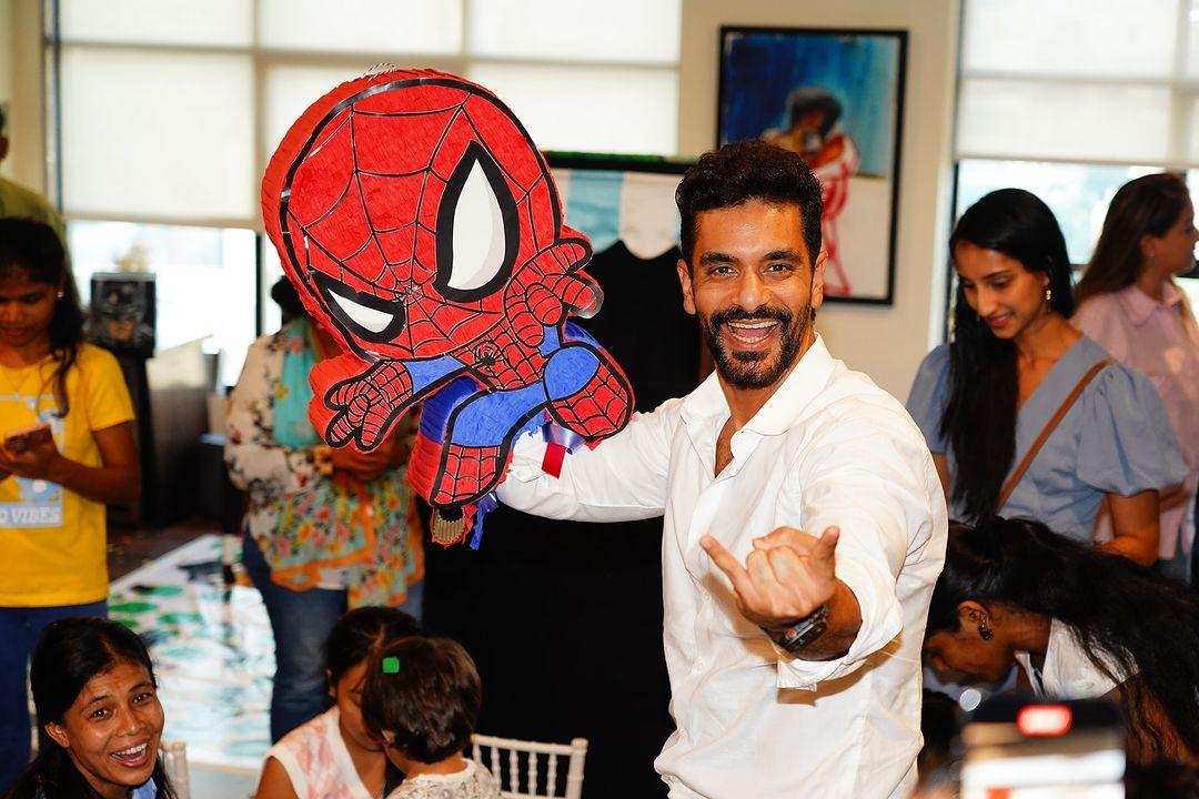 On Neha Dhupia and Angad Bedi's son Guriq's birthday, the group enjoyed a Spider-Man-themed party.