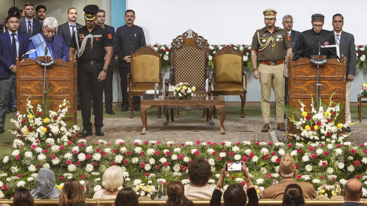 Along with Omar Abdullah, five ministers -- Sakina Masood (Itoo), Javed Dar, Javed Rana, Surinder Choudhary, and Satish Sharma -- also took the oath of office. While Itoo and Dar are from the Kashmir valley, Rana, Choudhary and Sharma are from the Jammu region