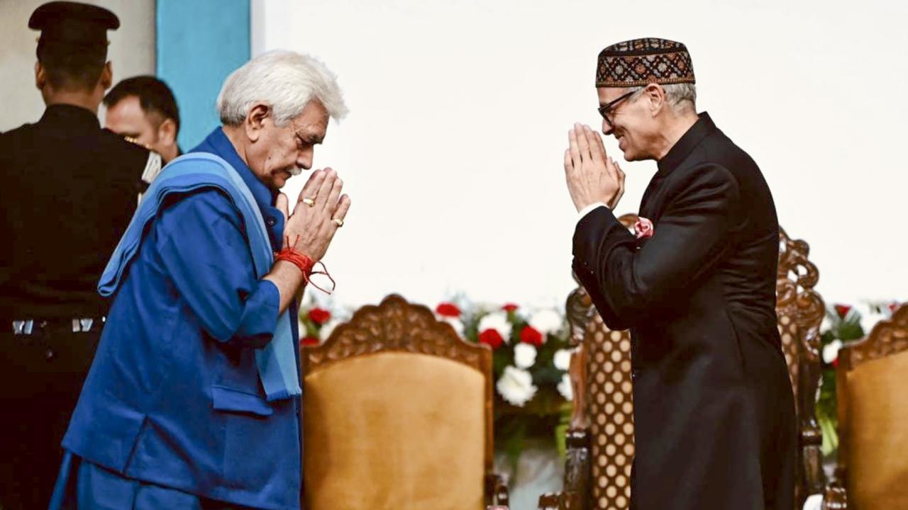 Lt Governor Manoj Sinha administered the oath of office and secrecy to Abdullah, who takes over as chief minister for a second term and is the third generation of the Abdullah family to occupy the office -- after his grandfather Sheikh Abdullah and father Farooq Abdullah