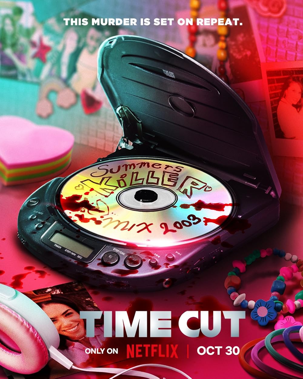 Time Cut (Netflix, October 30)Time Cut is a thrilling mix of horror and time travel. It follows Lucy Field (Madison Bailey), a high school senior who finds a time machine that sends her back to 2003. Her urgent mission is to stop a masked killer from murdering her sister, Summer (Antonia Gentry), in the days leading up to the tragic event.