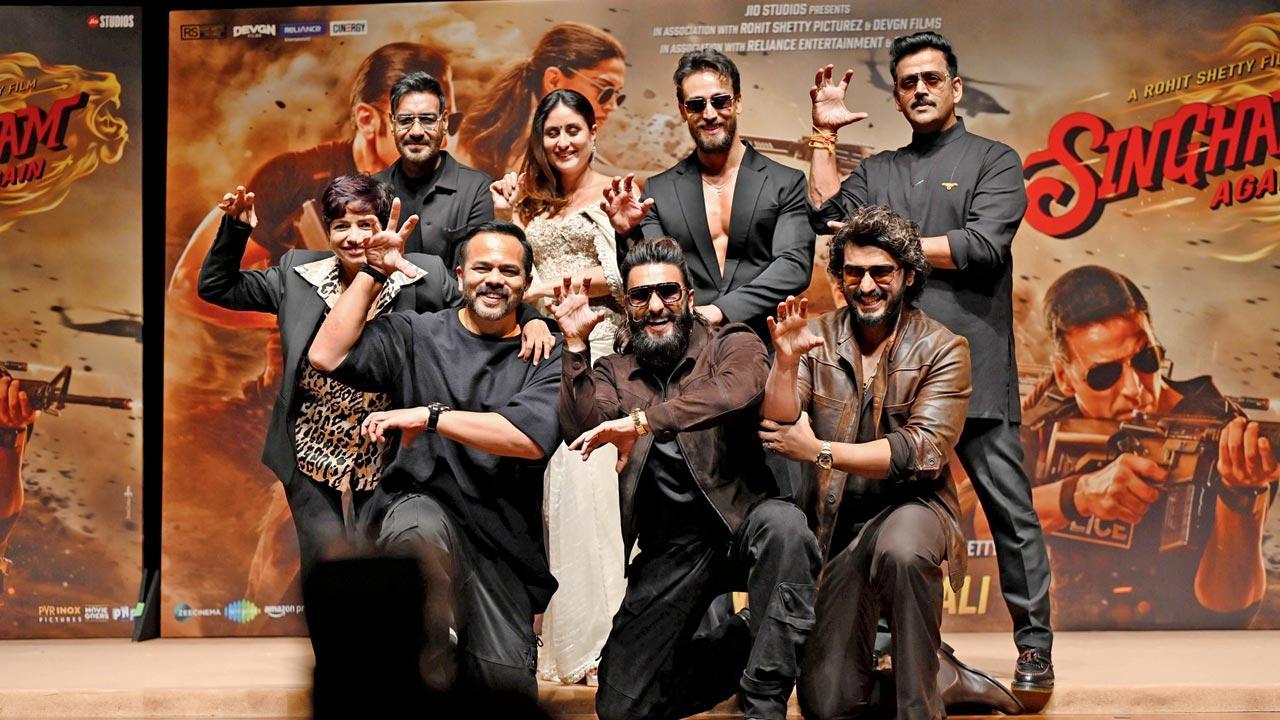 Up and about: Singham Again cast Ajay Devgn, Kareena Kapoor, Ranveer Singh at trailer launch