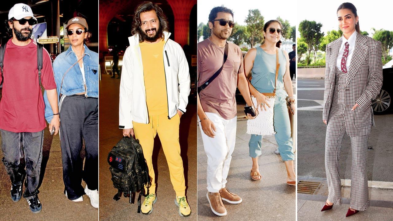 Topibaaz: Rajkummar Rao with and Patralekhaa; Paint it yellow: Riteish Deshmukh: Mumbai calling: Suriya and Jyotika; Power dresser: Kriti Sanon 