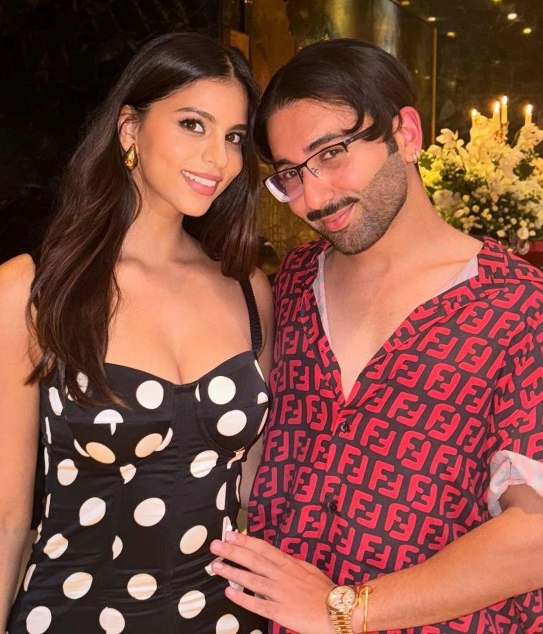 Suhana Khan rocked a beautiful dress as she posed with Orry at Radhika's birthday party