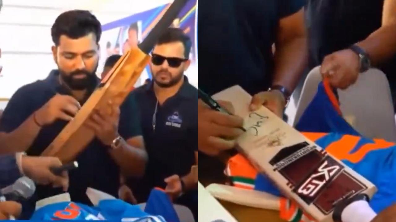 The Indian skipper also signed a few autographs on cricket bats and the country's jersey for his fans