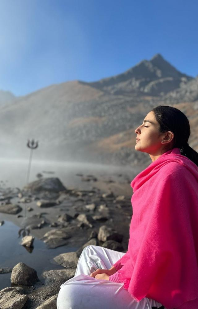 Bollywood actress Sara Ali Khan sought blessings at Kedarnath and shared pictures from her visit.  
