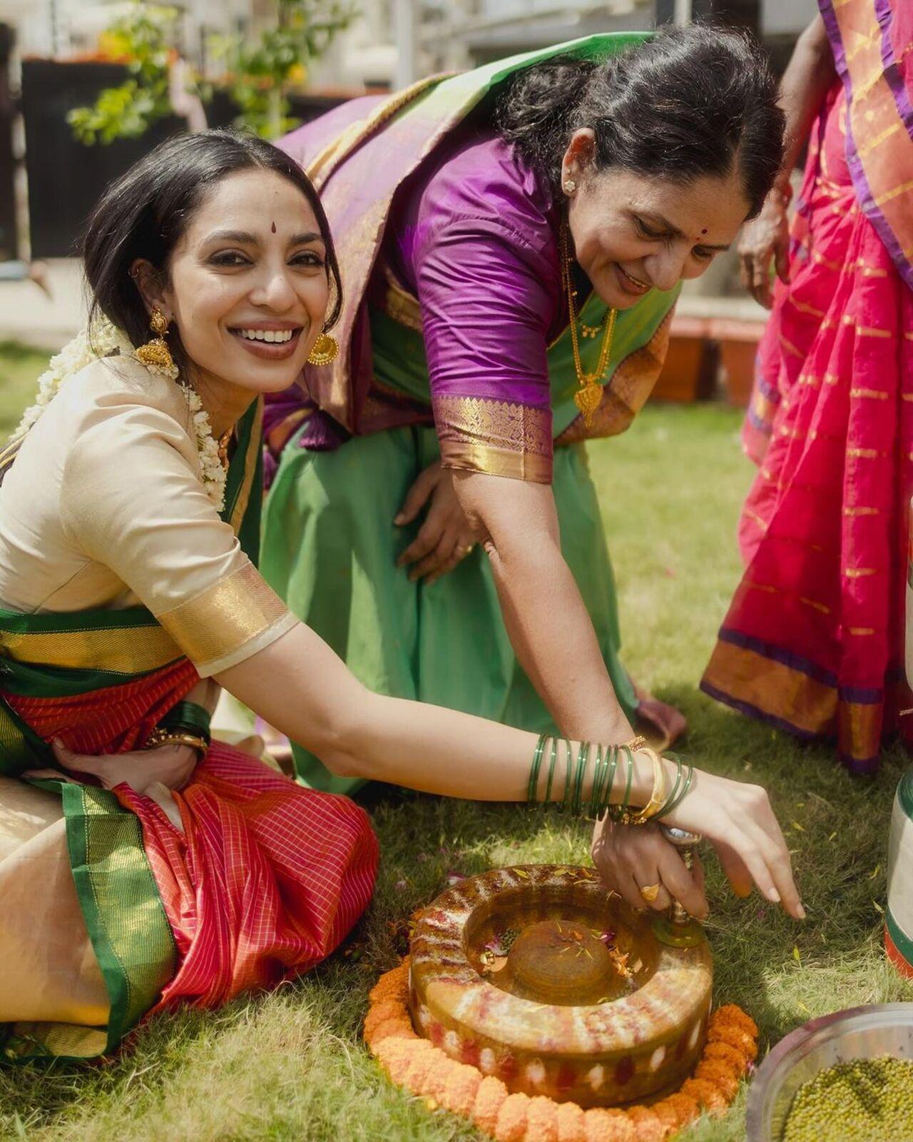 On October 21, Sobhita dropped pictures from her Pasupu danchadam ritual