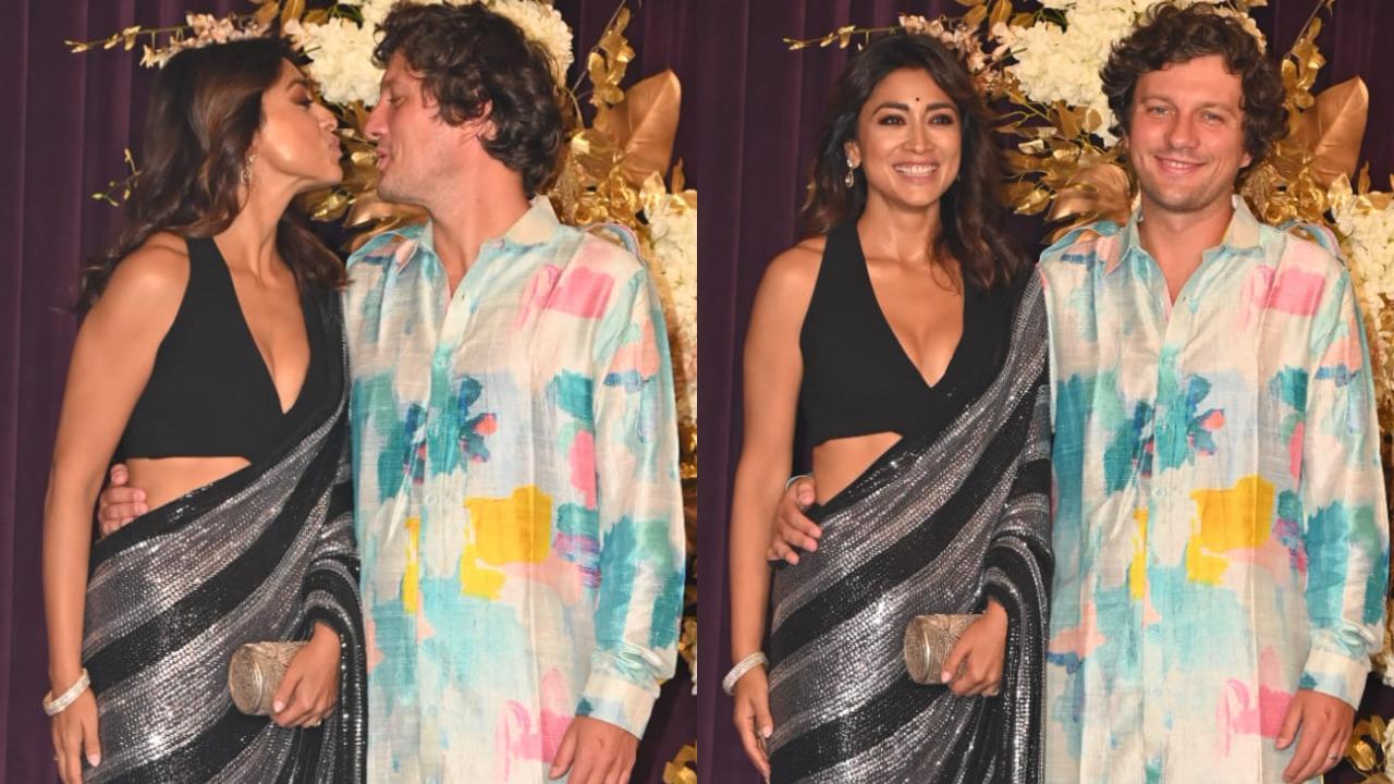 WATCH: Shriya Saran and Andrei Koscheev share a sweet kiss at Manish Malhotra’s Diwali bash