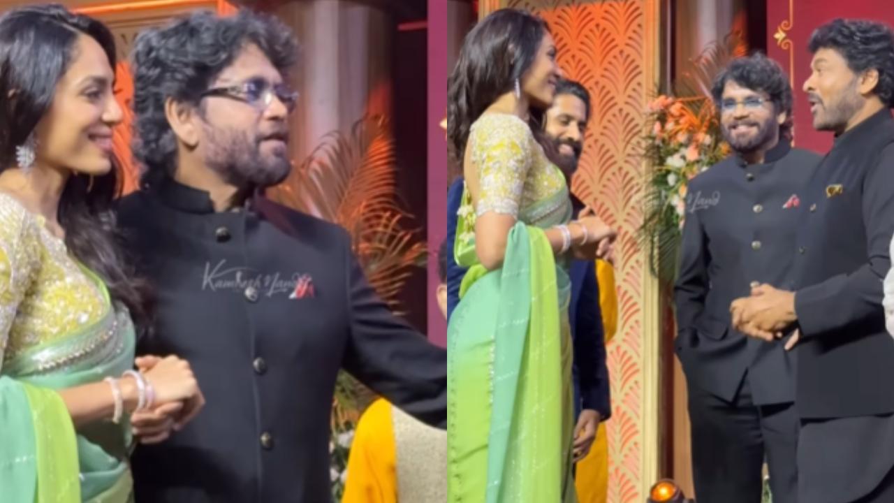 Viral moment! Nagarjuna proudly introduces Naga Chaitanya's bride-to-be Sobhita Dhulipala to Chiranjeevi