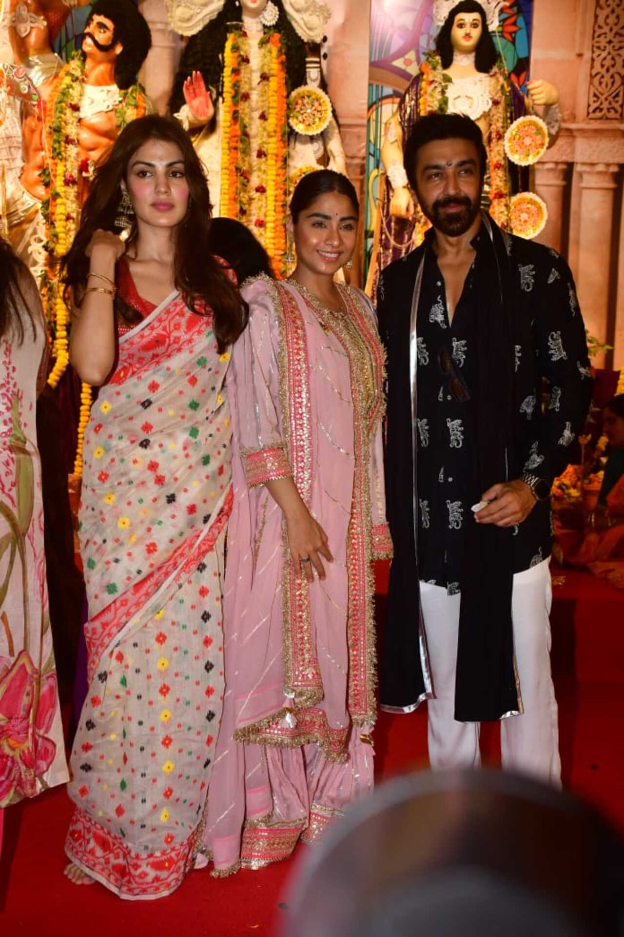 Rhea Chakraborty and Ashish Chaudhary at the North Bombay Puja pandal on the occasion of Navami