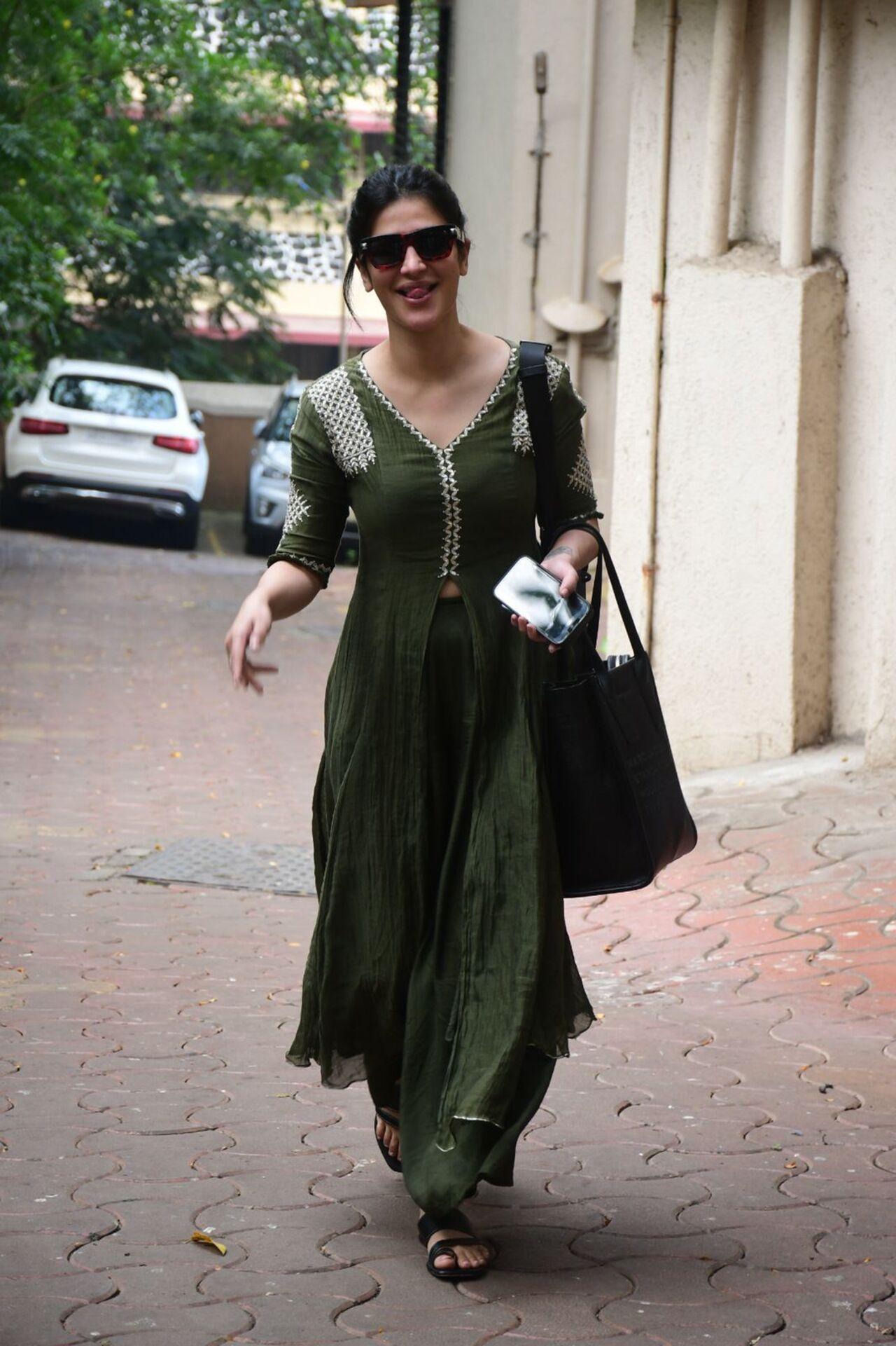 Shruti Haasan was spotted in a bespoke green ethnic outfit on Diwali.