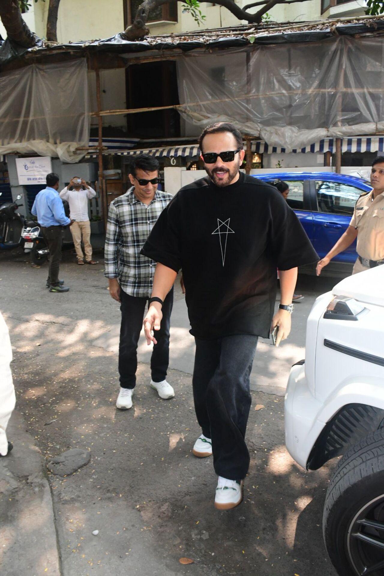 The film's director Rohit Shetty arrived looking debonair in an all-black ensemble.    