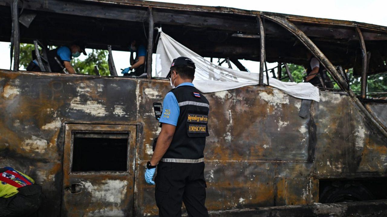 Bus carrying students catches fire in Thailand; 25 feared dead, 16 injured