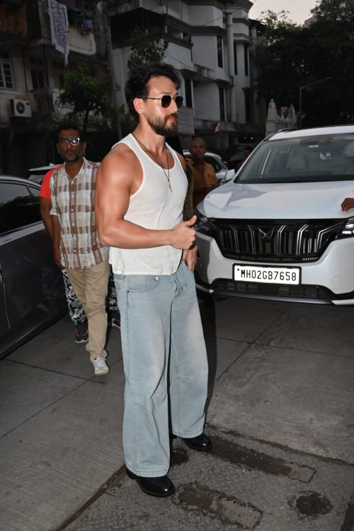 Tiger Shroff spotted at a gym opening in Khar. 