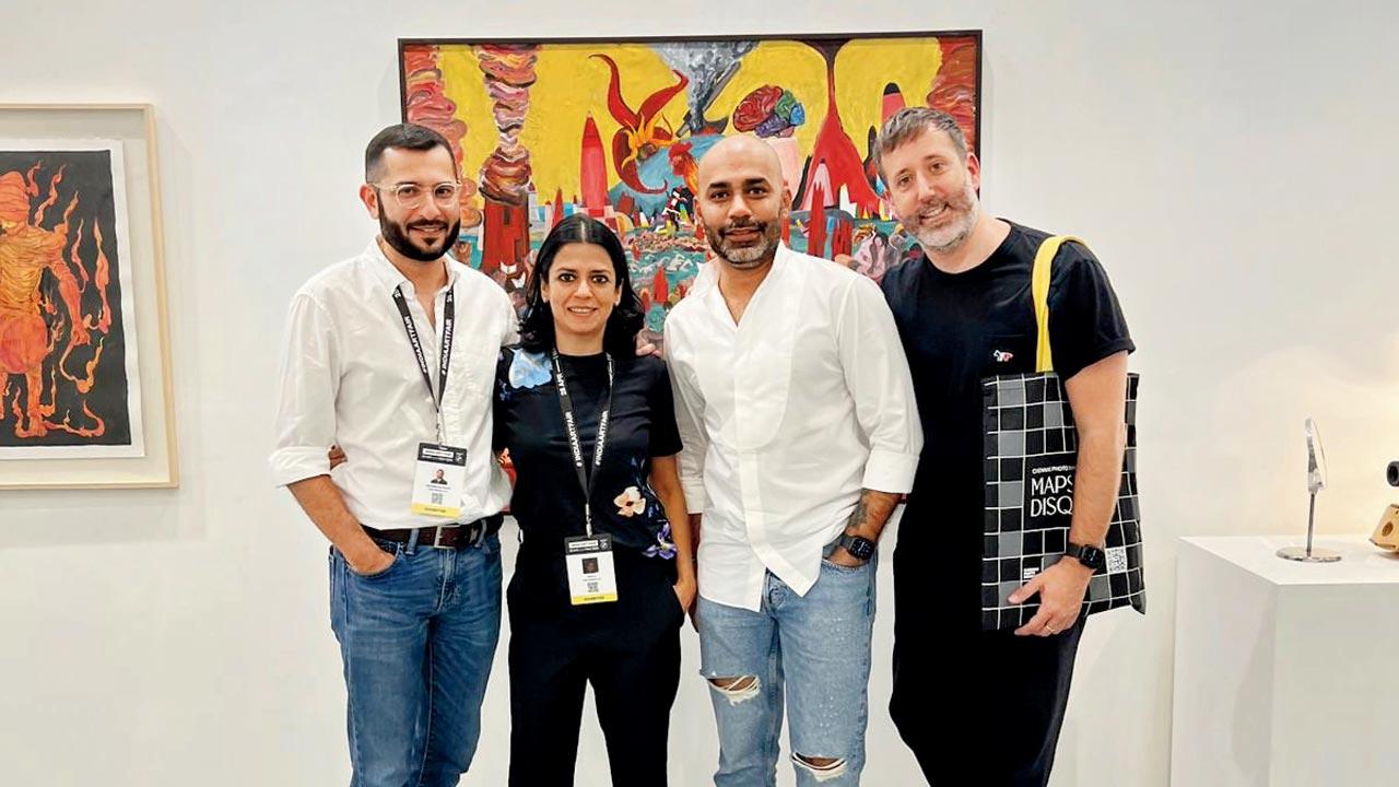 Chatterjee and Lal at the India Art Fair with Christian Dior Couture’s manager Anurag Tyagi and Apple executive Adam Hunt