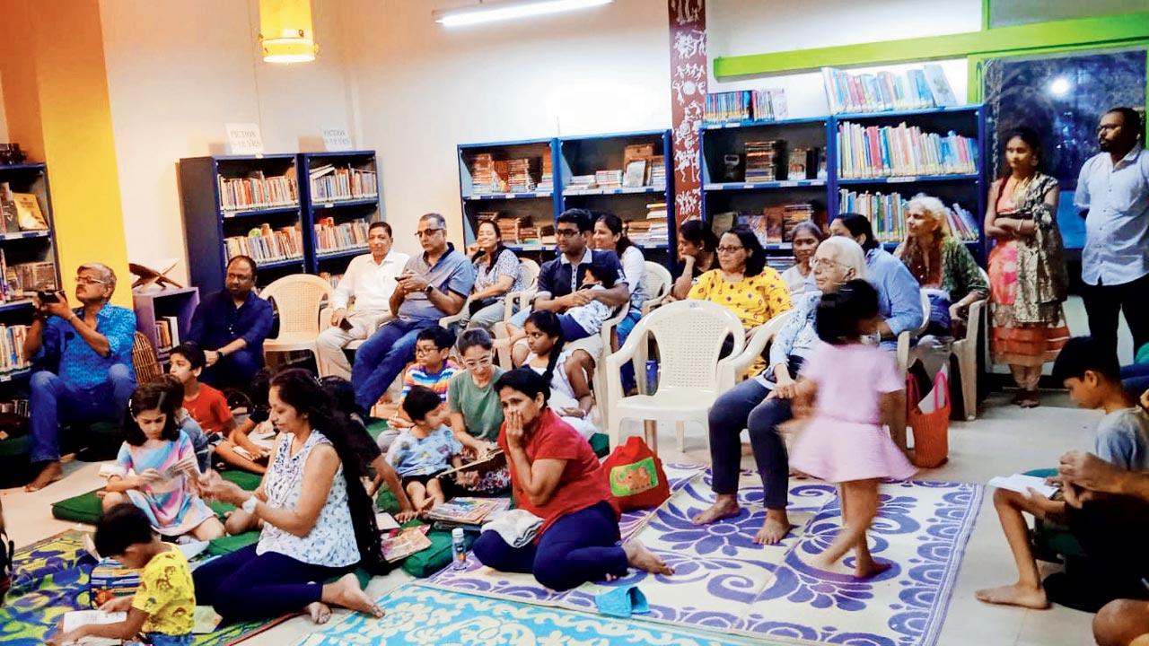 Kids and parents participate in an art and craft workshop