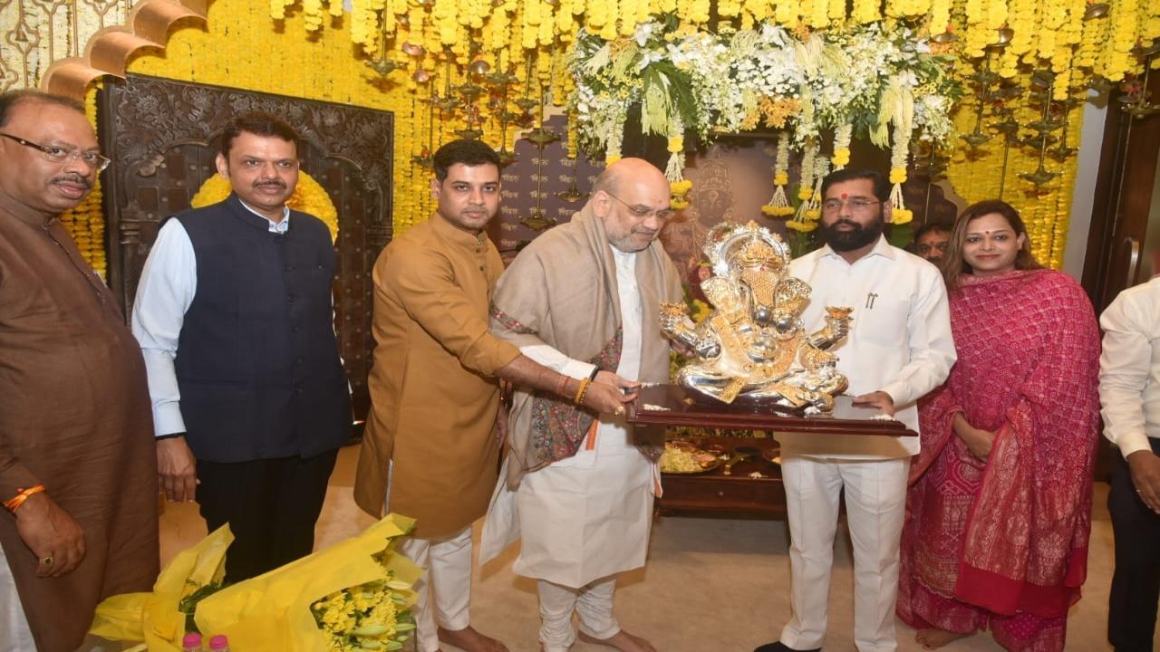 Amit Shah attends Ganeshotsav 2024 festivities at CM Eknath Shinde's residence