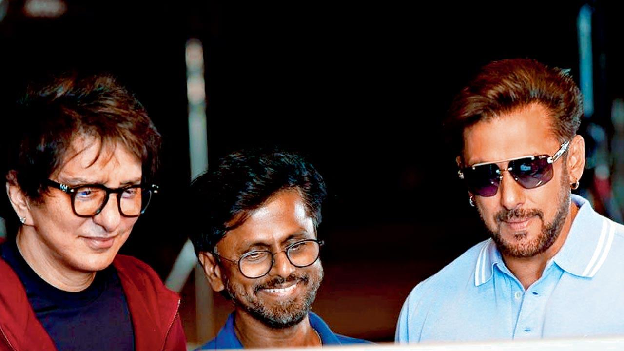 Sajid Nadiadwala with AR Murugadoss and Salman Khan. Pics/Instagram