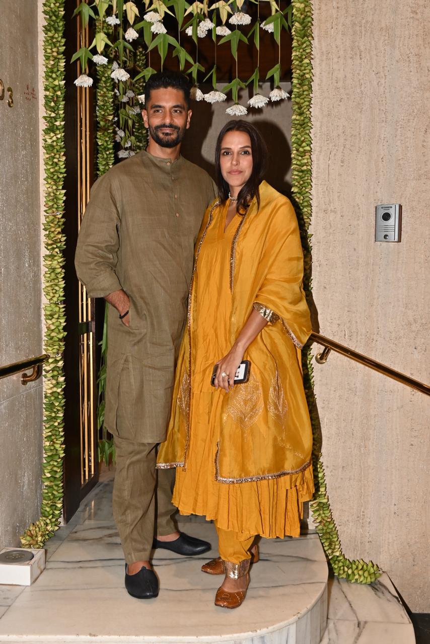 Neha Dhupia and Angad Bedi graced Manish Malhotra's Ganpati celebration