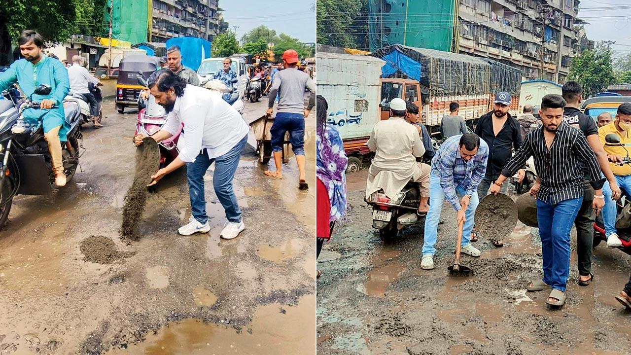 Thane: Fed-up, citizens fix roads in Ulhasnagar themselves