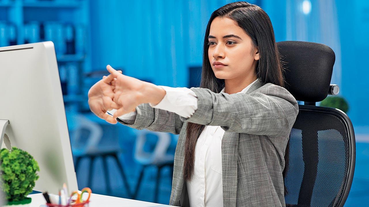 Simple stretches at your workdesk can help