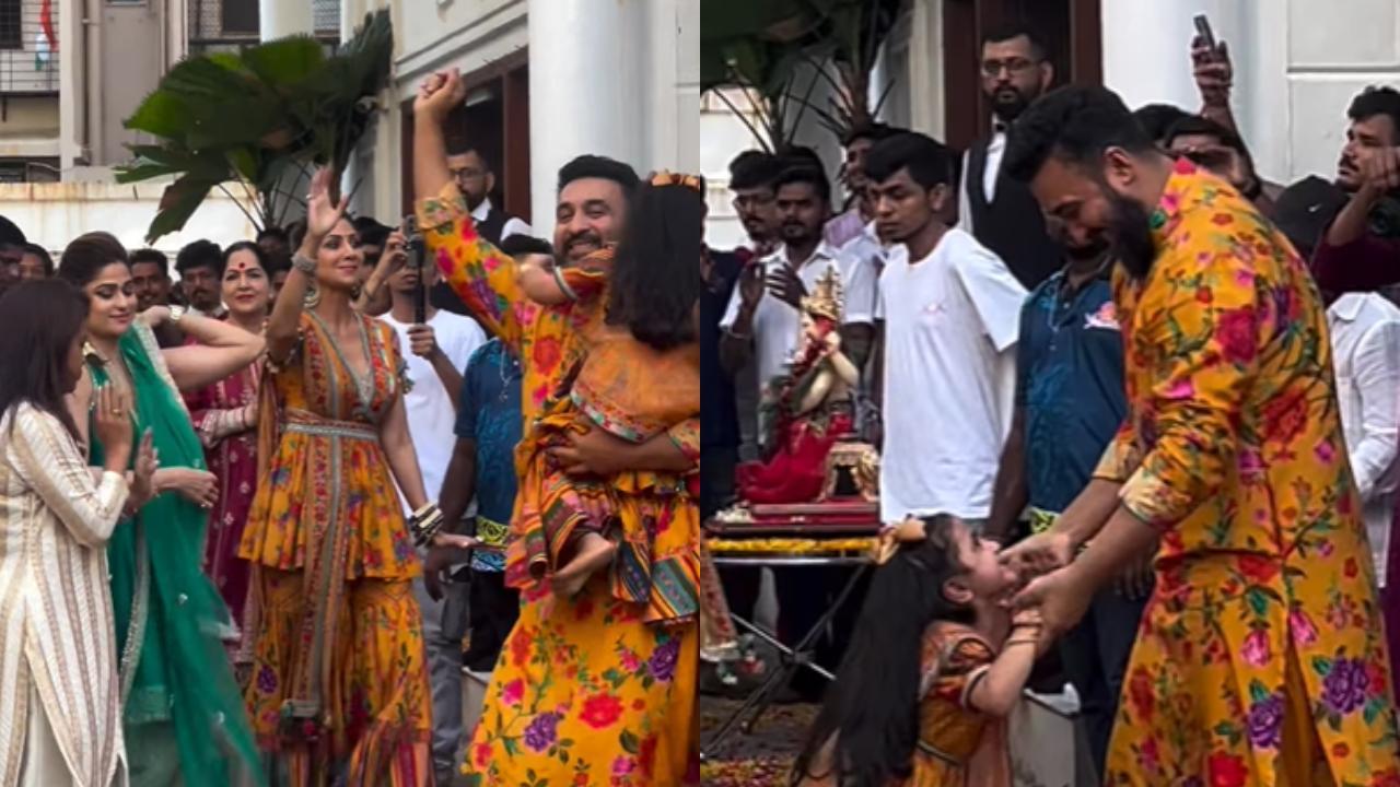 Watch! Shilpa Shetty dances with her husband Raj Kundra at Ganpati Visarjan